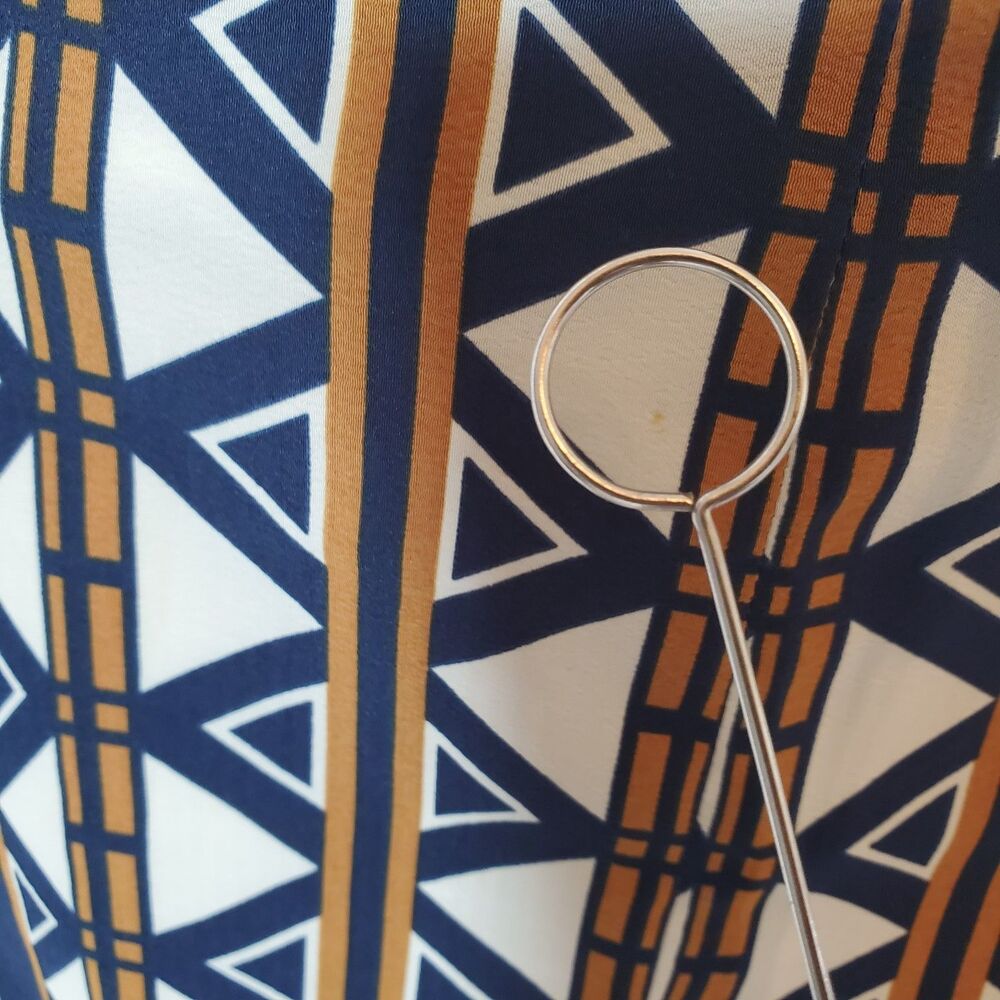 Topshop Women’s Pencil Skirt Size 0 Blue Brown Aztec Print Front Split Midi - Picture 5 of 11